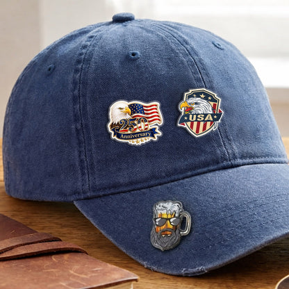 USA 250th Anniversary Eagle Flag – Gold Brooch Bold Patriotic Lapel Accessory for Jackets, Hats & Bags