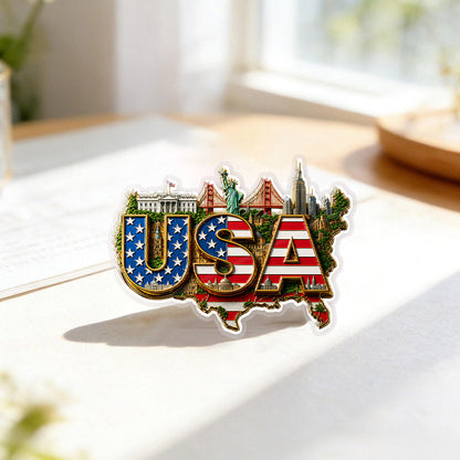 🔥 LIMITED TIME OFFER - America 250 Commemorative Acrylic Pins – Gold Brooch Set for Jackets, Hats & Gifts