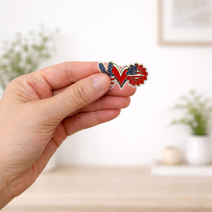 USA Peace Love Freedom Acrylic Pins – Gold Brooch Set for Jackets, Hats & Gifts