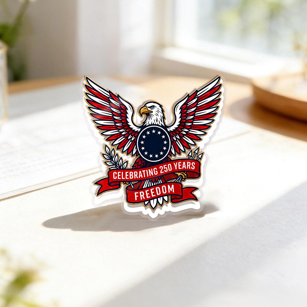 America 250 Patriotic Acrylic Pins – Gold Brooch Set for Jackets, Hats & Gifts