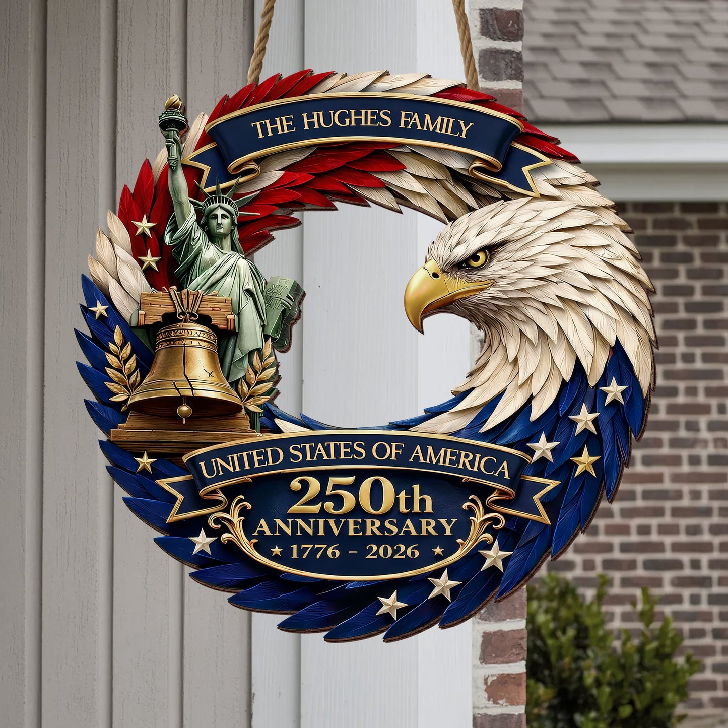 Custom Family Name Wood Sign – America 250th Gifts for Family – Forever United 🇺🇸