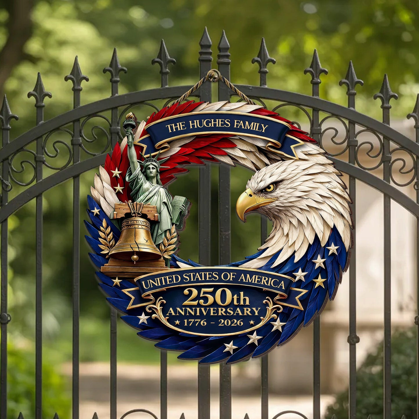 Custom Family Name Wood Sign – America 250th Gifts for Family – Forever United 🇺🇸