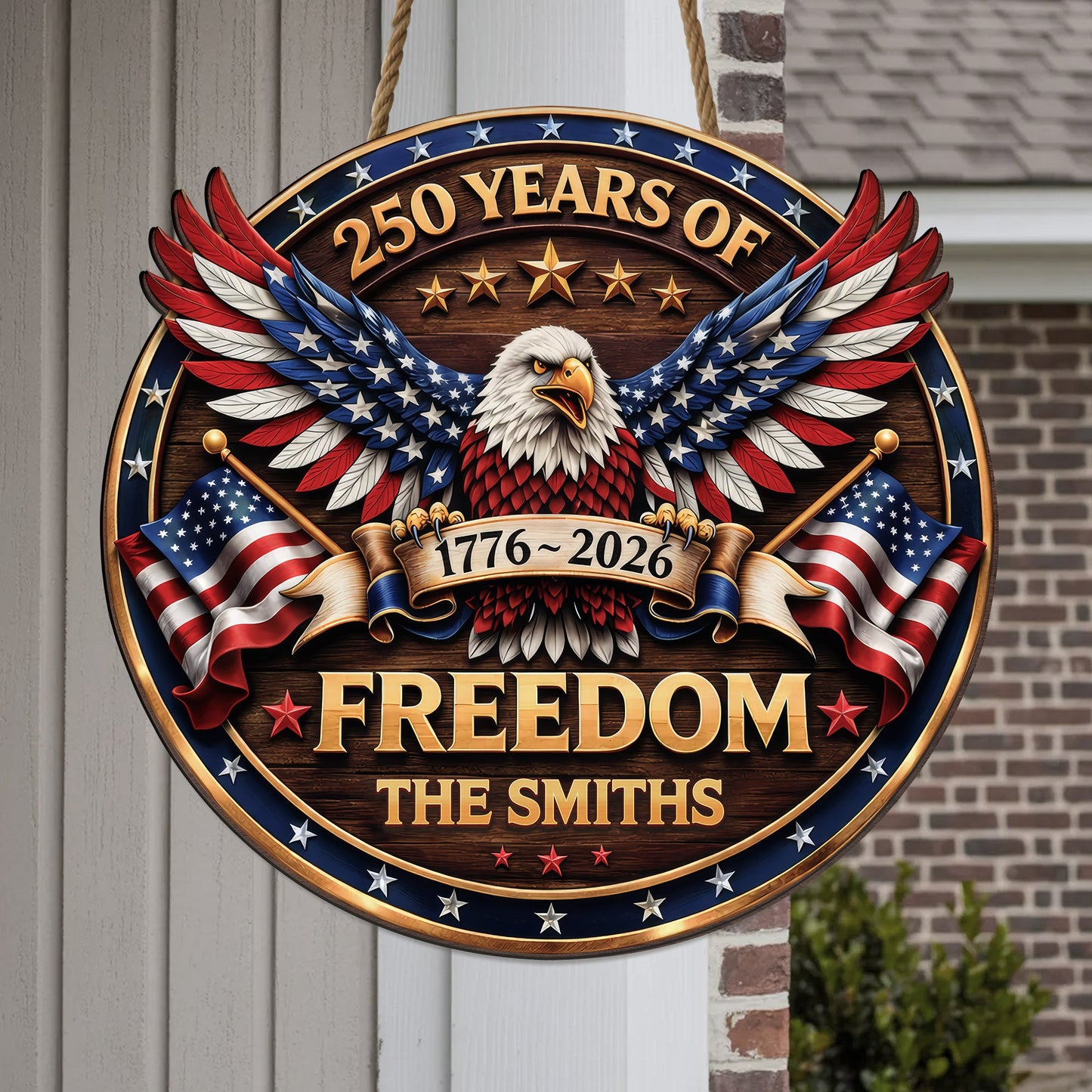 Custom Wood Sign - Personalized America 250th Anniversary Gifts For Mom, Dad, Brother, Sister, Kids - Proud Of Our Shared Story