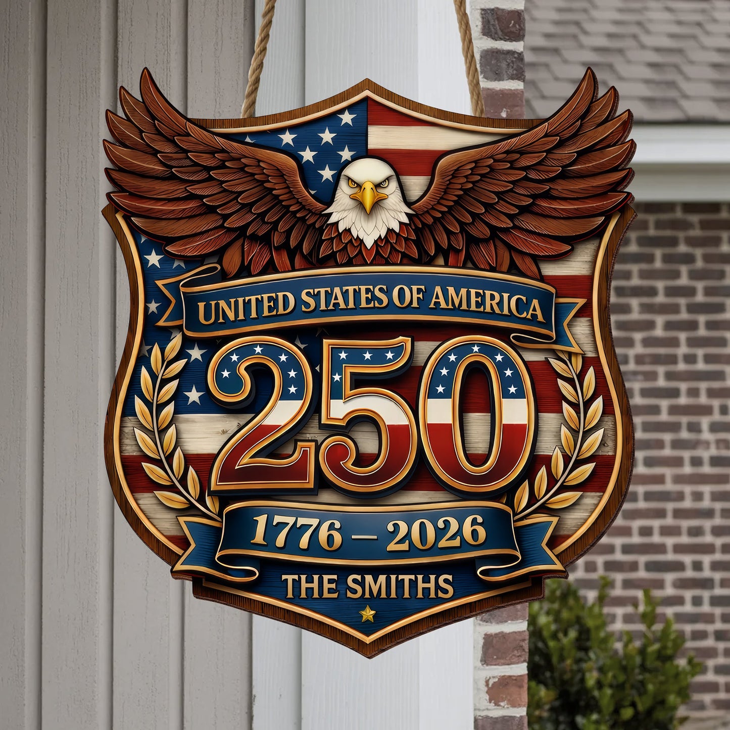 Custom Wood Sign - Personalized America 250th Anniversary Gifts For Mom, Dad, Brother, Sister, Kids