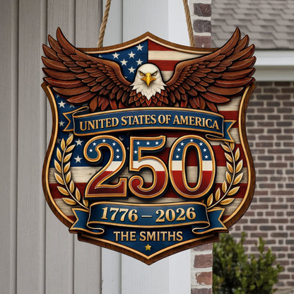 Custom Wood Sign - Personalized America 250th Anniversary Gifts For Mom, Dad, Brother, Sister, Kids