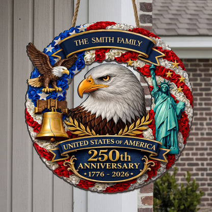 Custom Wood Sign - Personalized America 250th Anniversary Gifts For Mom, Dad, Brother, Sister, Kids