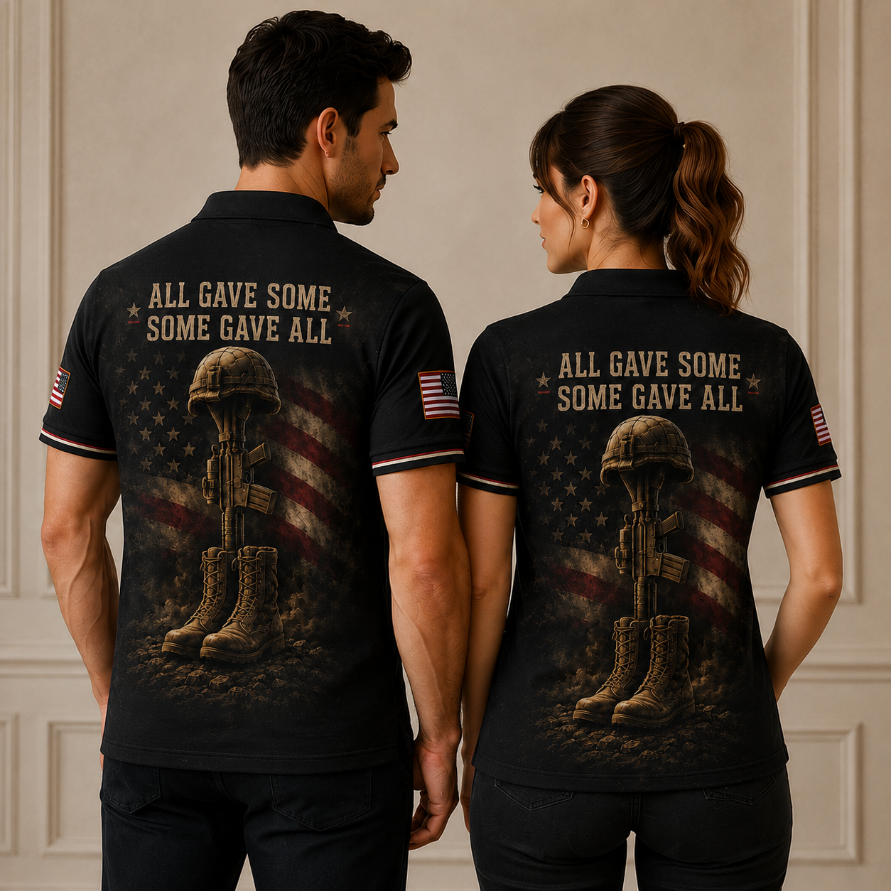 Proud Veteran Eagle Polo Shirt – Black American Flag Patriotic Military Tribute Polo