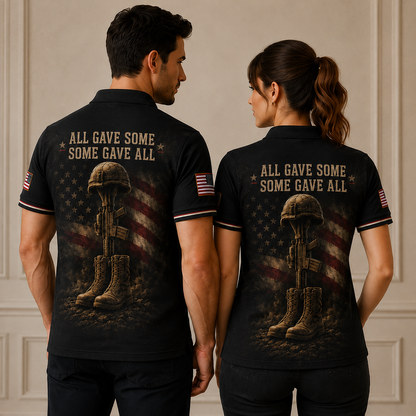 Proud Veteran Eagle Polo Shirt – Black American Flag Patriotic Military Tribute Polo