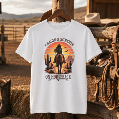 Chasing Sunsets Shirt, Horse Girl Tee, Western Cowgirl Gift for Women-Unisex Tshirt /Hoodie/Sweatshirt