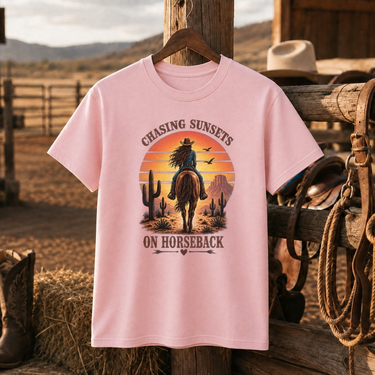 Chasing Sunsets Shirt, Horse Girl Tee, Western Cowgirl Gift for Women-Unisex Tshirt /Hoodie/Sweatshirt