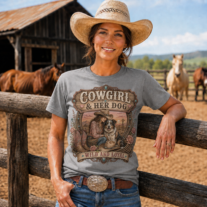 Cowgirl & Her Dog Wild and Loyal Graphic Tee– Unisex Tshirt /Hoodie/Sweatshirt