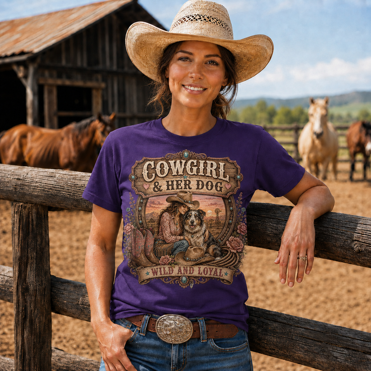 Cowgirl & Her Dog Wild and Loyal Graphic Tee– Unisex Tshirt /Hoodie/Sweatshirt