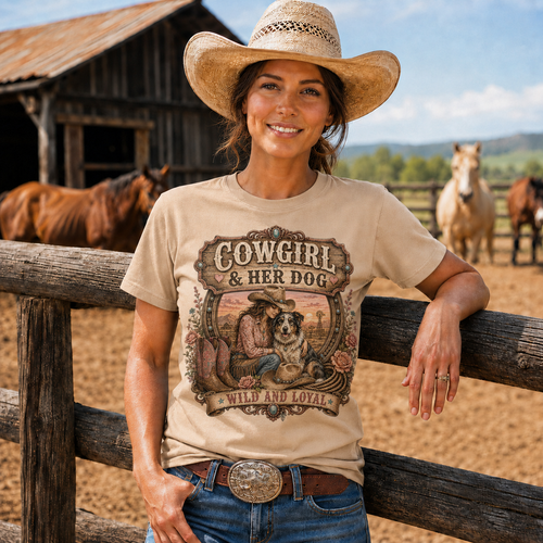 Cowgirl & Her Dog Wild and Loyal Graphic Tee– Unisex Tshirt /Hoodie/Sweatshirt
