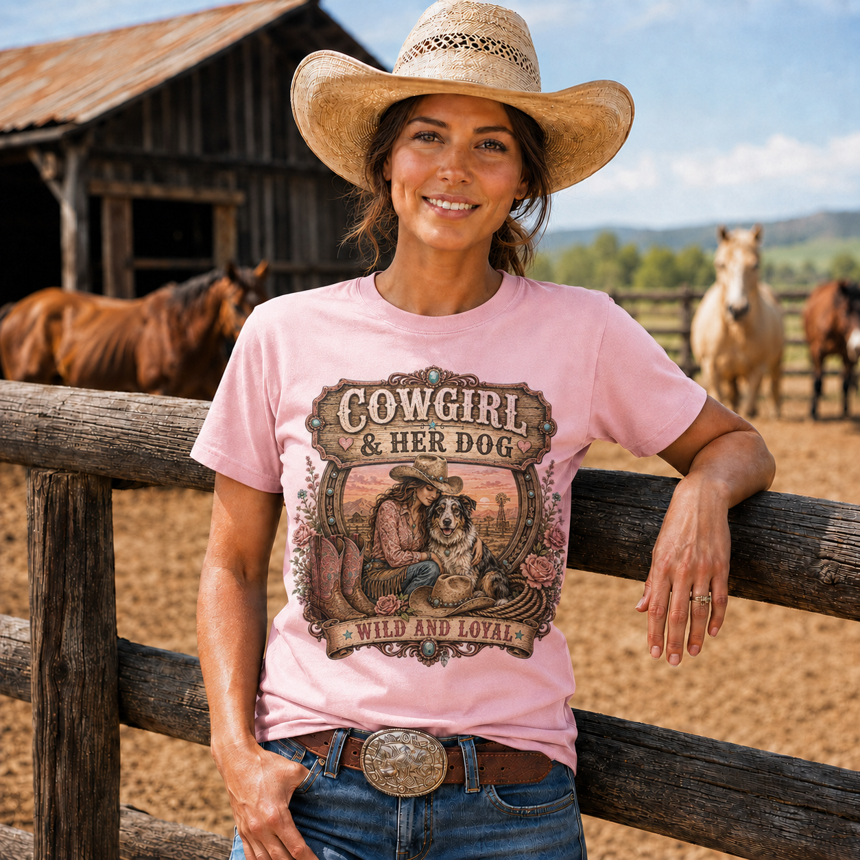 Cowgirl & Her Dog Wild and Loyal Graphic Tee– Unisex Tshirt /Hoodie/Sweatshirt