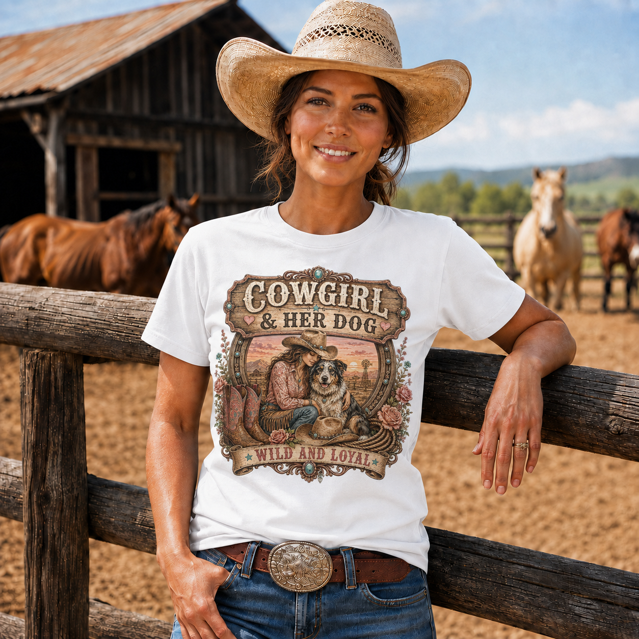 Cowgirl & Her Dog Wild and Loyal Graphic Tee– Unisex Tshirt /Hoodie/Sweatshirt