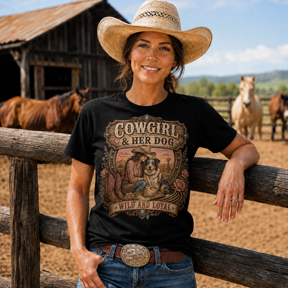 Cowgirl & Her Dog Wild and Loyal Graphic Tee– Unisex Tshirt /Hoodie/Sweatshirt