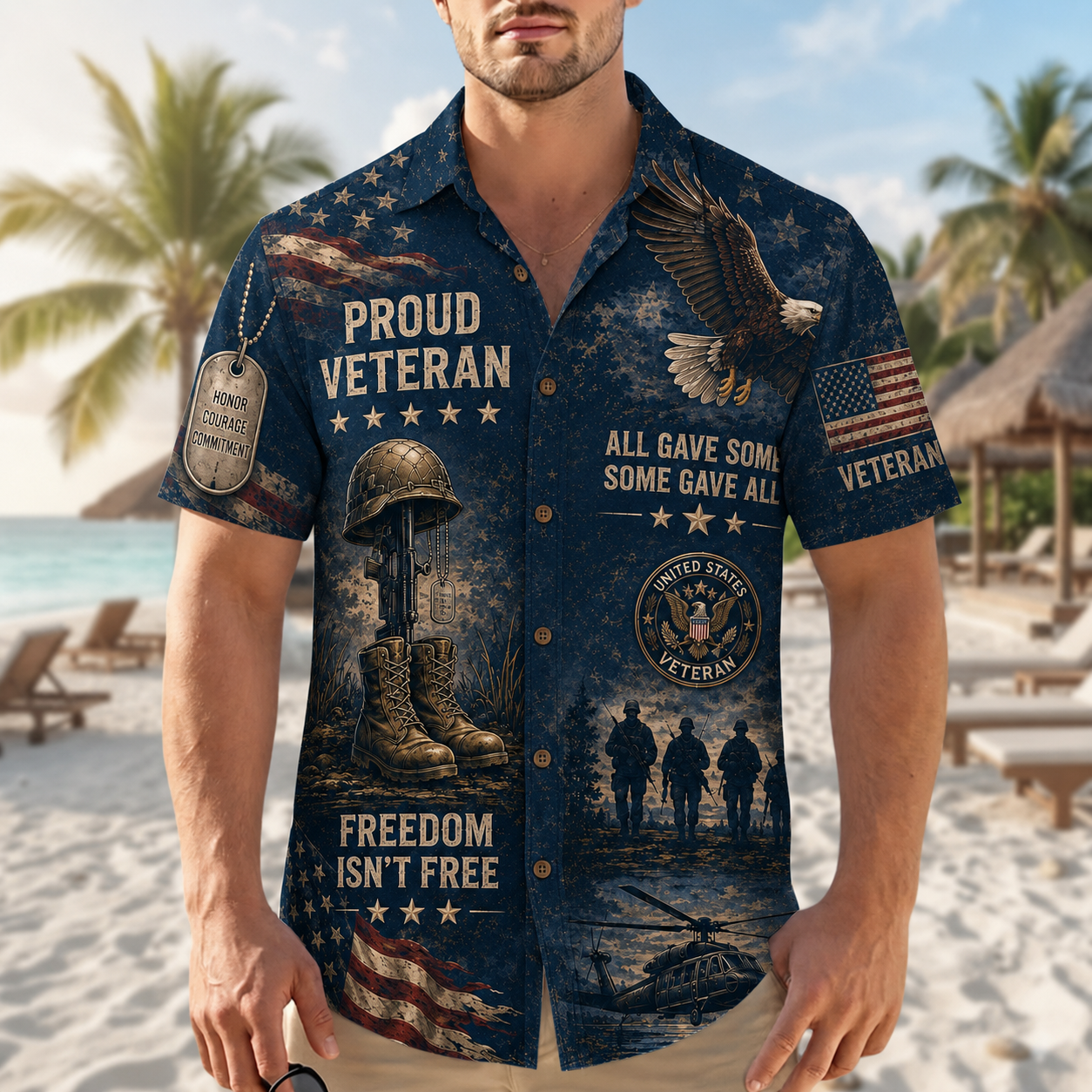 Proud Veteran Freedom Isn’t Free Hawaiian Shirt – Navy American Military Tribute Shirt