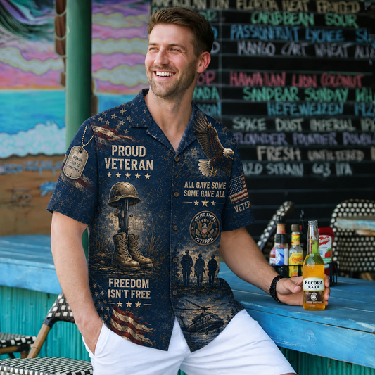 Proud Veteran Freedom Isn’t Free Hawaiian Shirt – Navy American Military Tribute Shirt