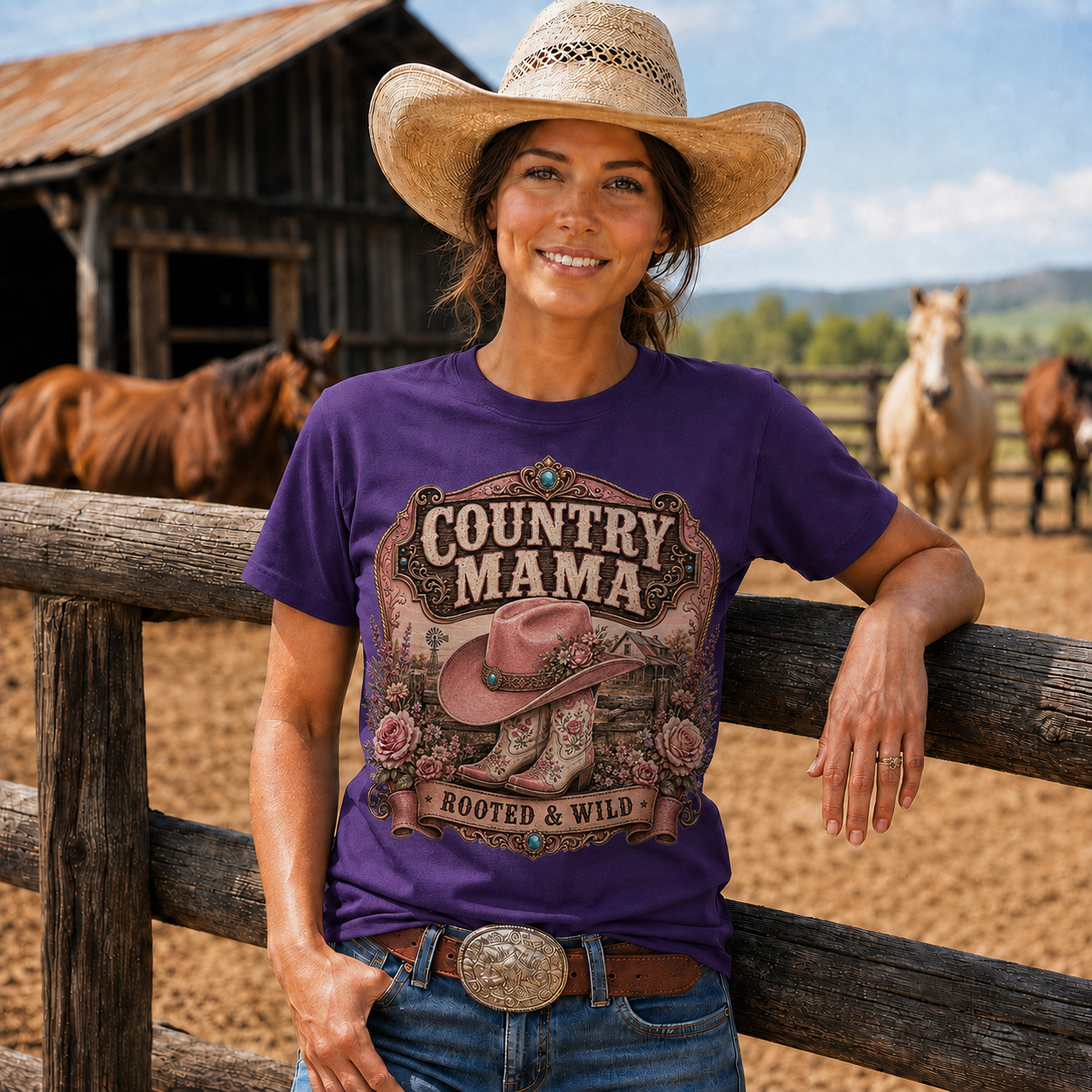 Country Mama Rooted & Wild Vintage Western Tee- Unisex Tshirt /Hoodie/Sweatshirt
