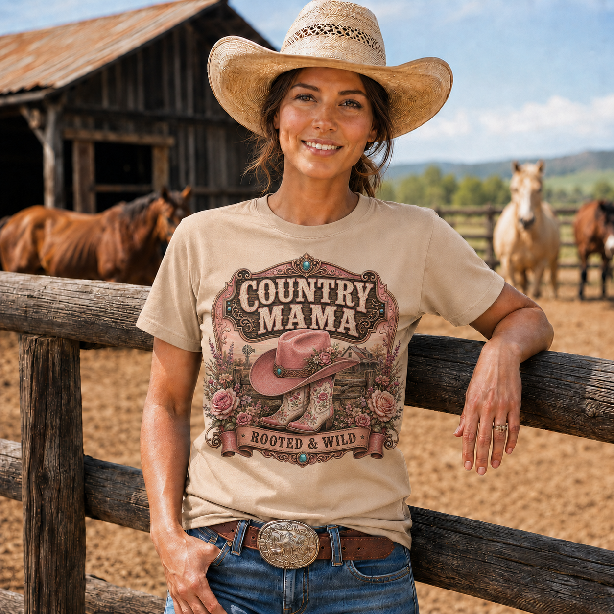 Country Mama Rooted & Wild Vintage Western Tee- Unisex Tshirt /Hoodie/Sweatshirt