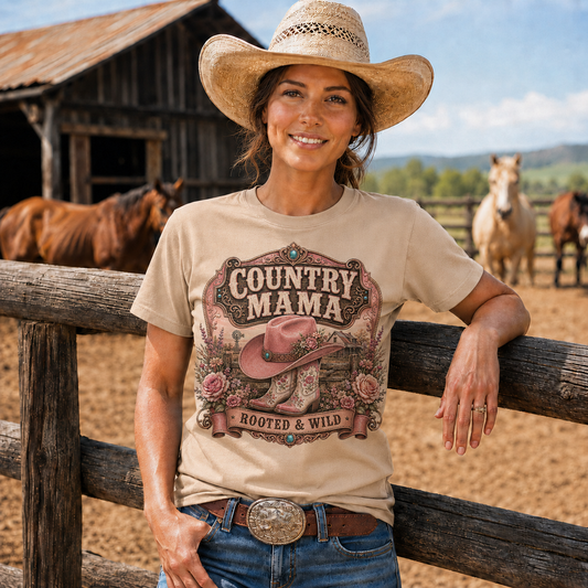 Country Mama Rooted & Wild Vintage Western Tee- Unisex Tshirt /Hoodie/Sweatshirt