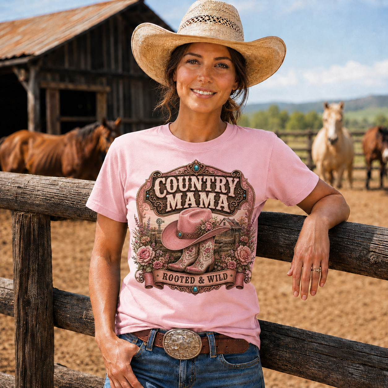 Country Mama Rooted & Wild Vintage Western Tee- Unisex Tshirt /Hoodie/Sweatshirt