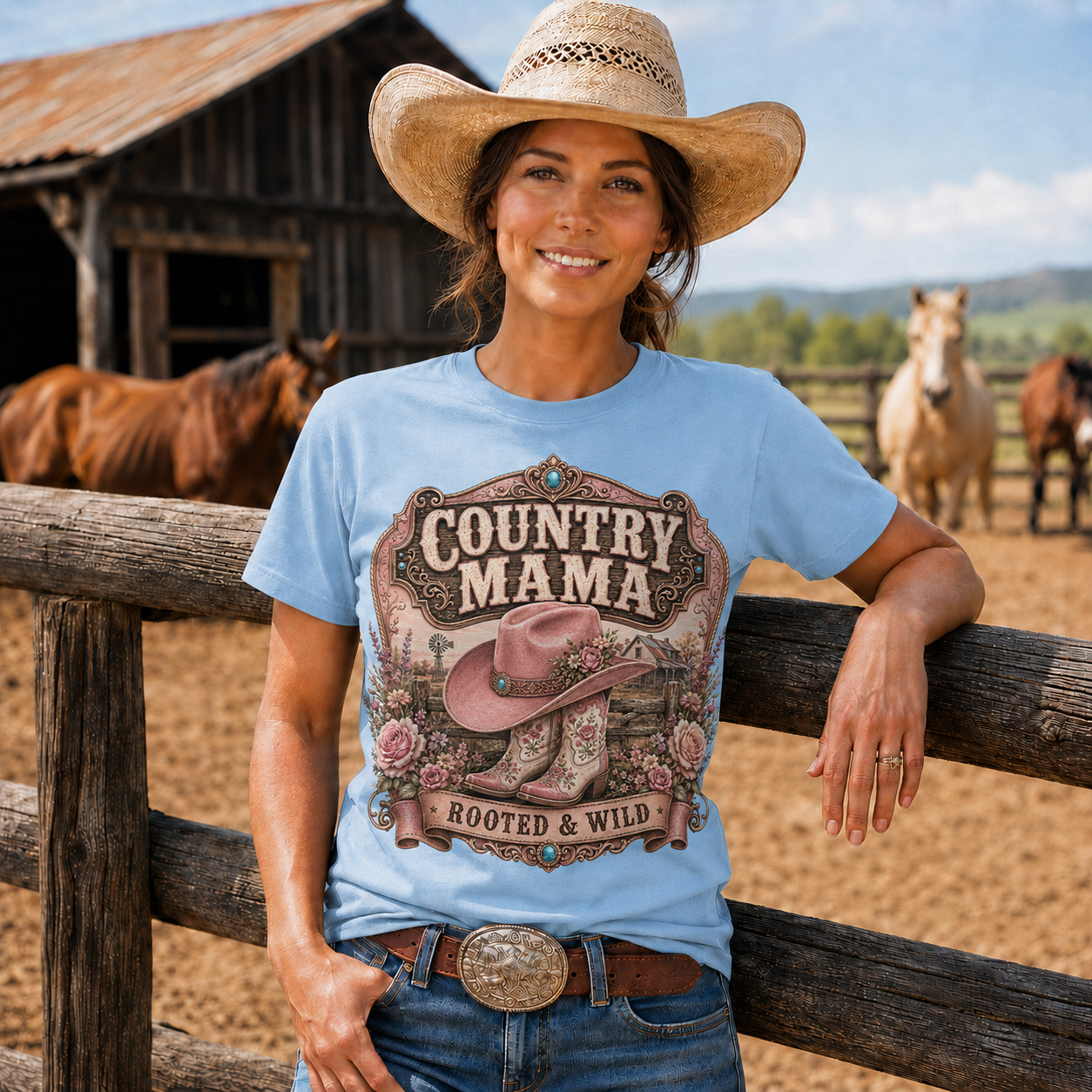 Country Mama Rooted & Wild Vintage Western Tee- Unisex Tshirt /Hoodie/Sweatshirt