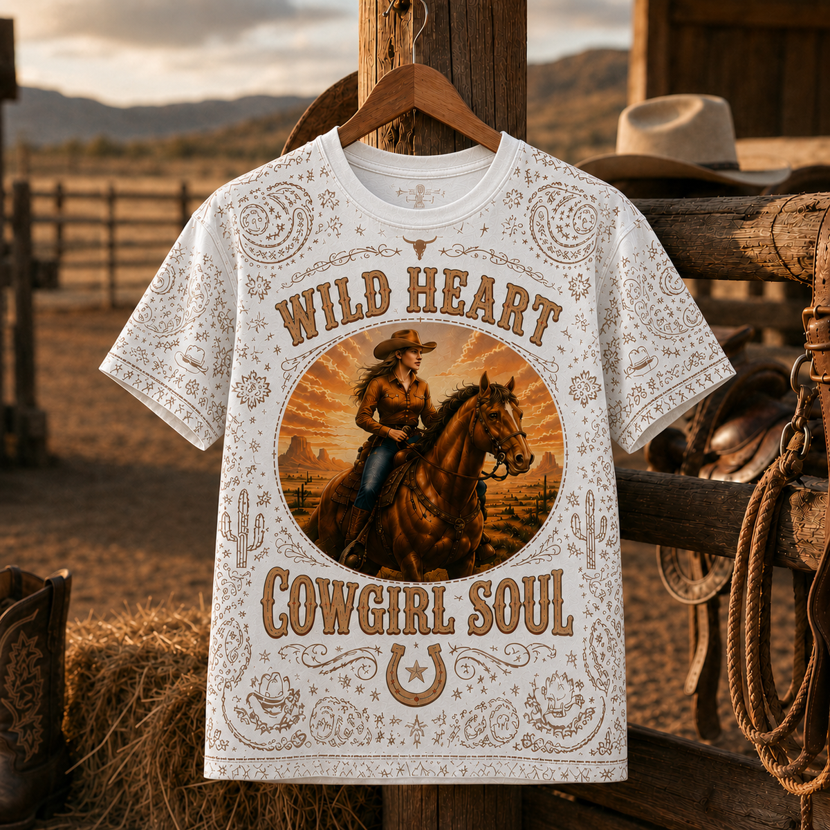 Country Cowgirl Horse Lover Western Design 3D T-Shirt
