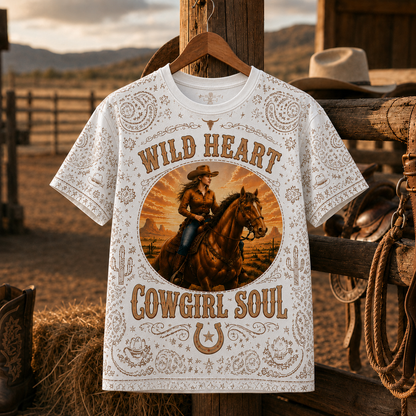 Country Cowgirl Horse Lover Western Design 3D T-Shirt