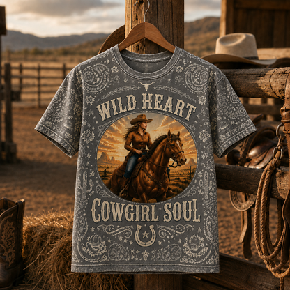 Country Cowgirl Horse Lover Western Design 3D T-Shirt