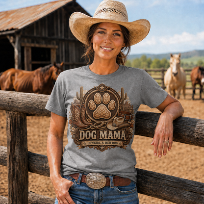 Dog Mama Cowgirl & Her Dog Western Graphic T-Shirt- Unisex Tshirt /Hoodie/Sweatshirt