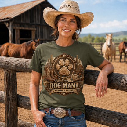 Dog Mama Cowgirl & Her Dog Western Graphic T-Shirt- Unisex Tshirt /Hoodie/Sweatshirt