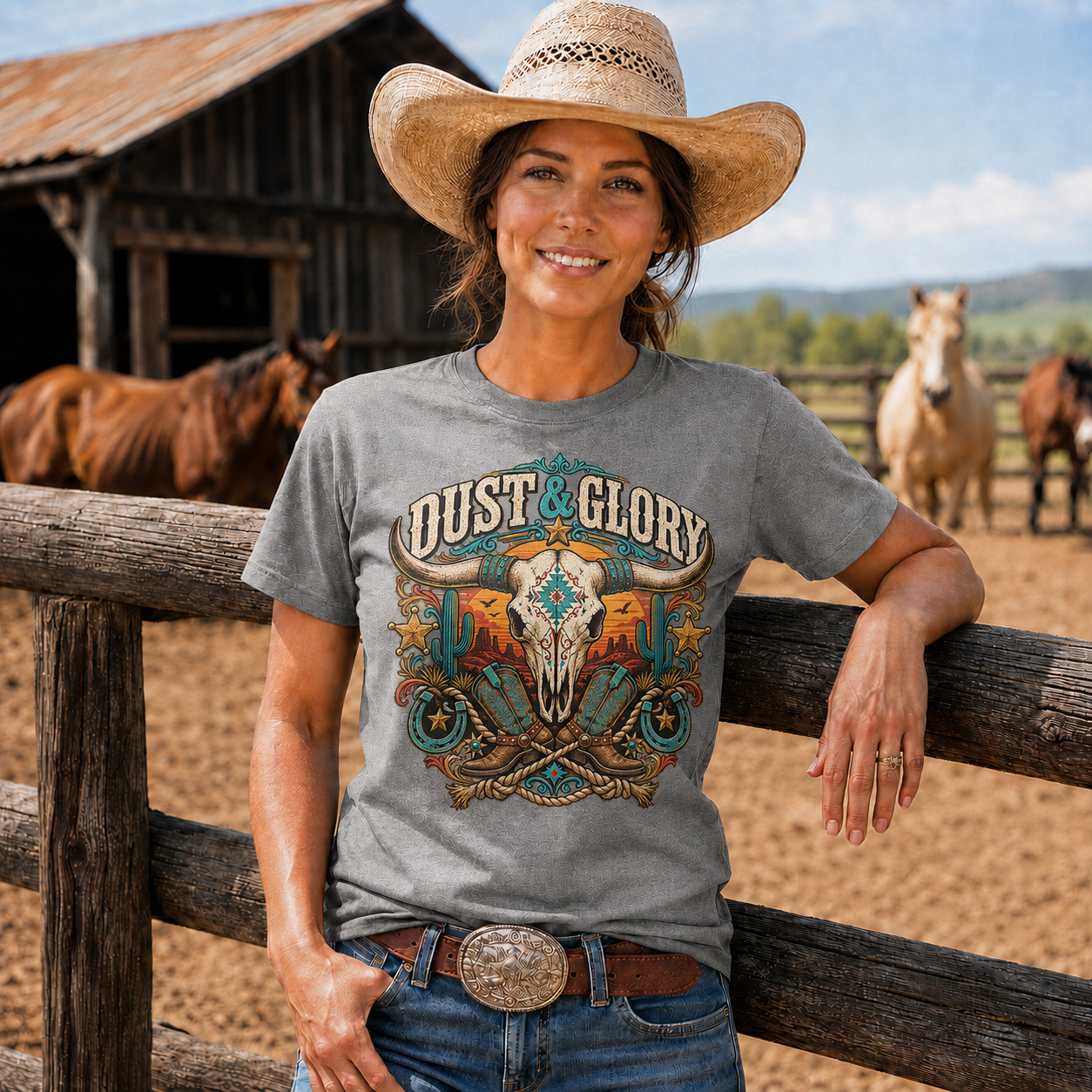 Dust & Glory Western Longhorn Graphic-Unisex Tshirt /Hoodie/Sweatshirt