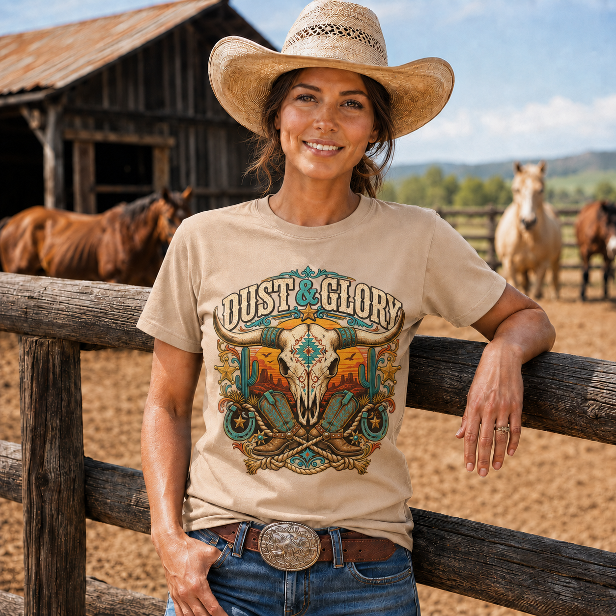 Dust & Glory Western Longhorn Graphic-Unisex Tshirt /Hoodie/Sweatshirt