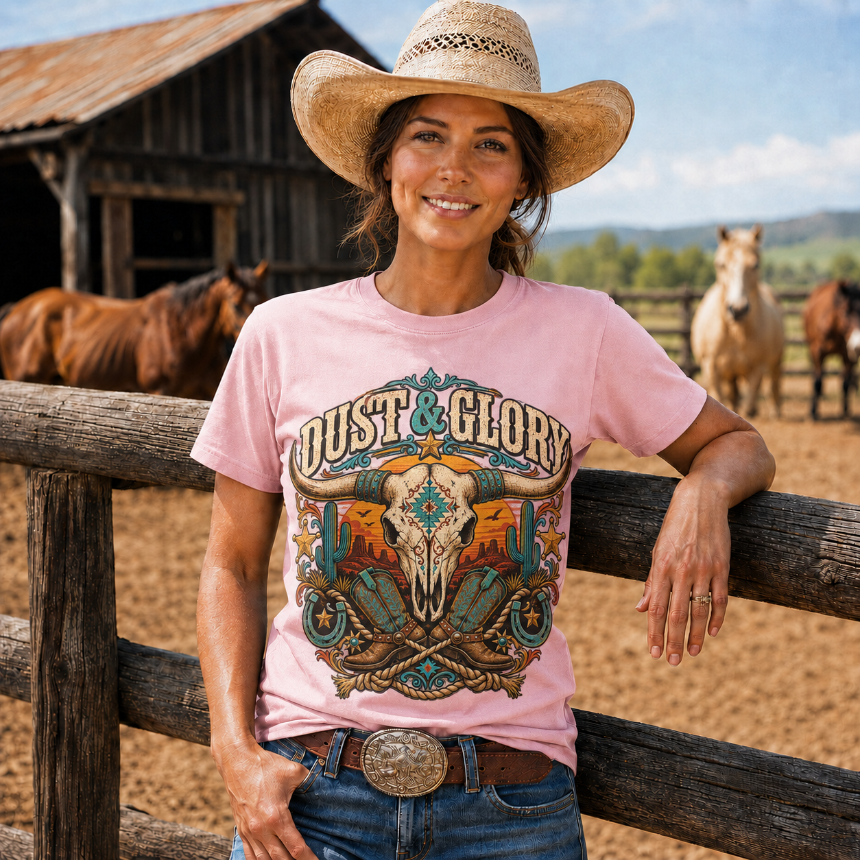 Dust & Glory Western Longhorn Graphic-Unisex Tshirt /Hoodie/Sweatshirt