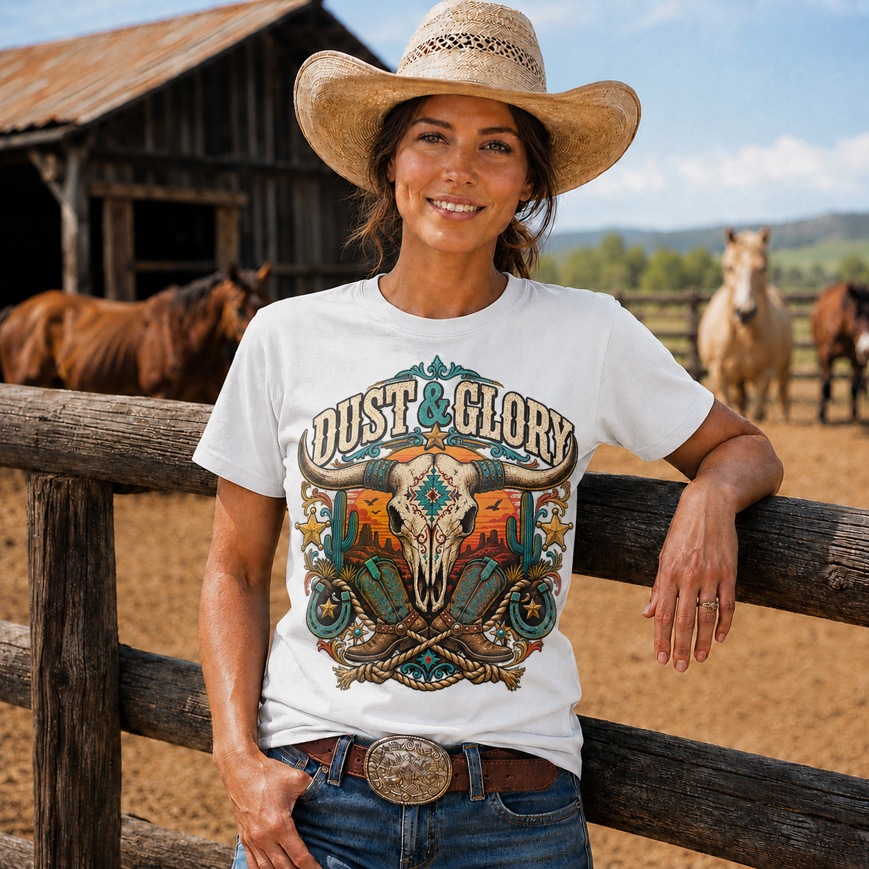 Dust & Glory Western Longhorn Graphic-Unisex Tshirt /Hoodie/Sweatshirt