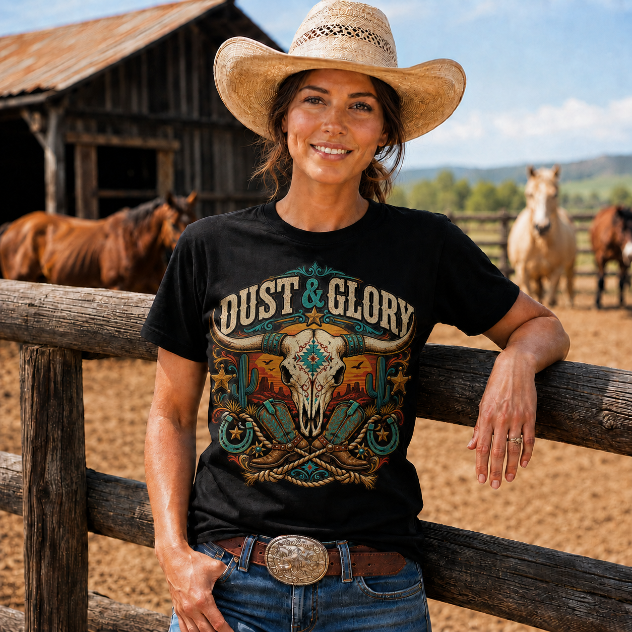 Dust & Glory Western Longhorn Graphic-Unisex Tshirt /Hoodie/Sweatshirt