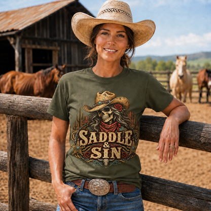 Saddle & Sin Western Skeleton Cowgirl -Unisex Tshirt /Hoodie/Sweatshirt