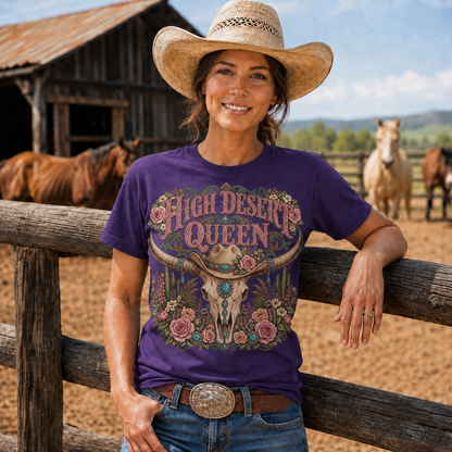 High Desert Queen Western Longhorn Graphic -Unisex Tshirt /Hoodie/Sweatshirt
