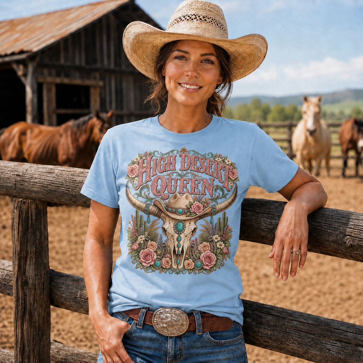 High Desert Queen Western Longhorn Graphic -Unisex Tshirt /Hoodie/Sweatshirt