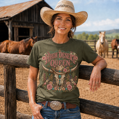 High Desert Queen Western Longhorn Graphic -Unisex Tshirt /Hoodie/Sweatshirt