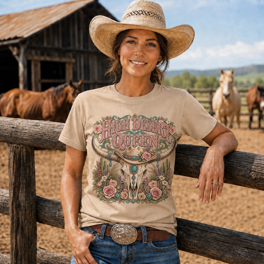 High Desert Queen Western Longhorn Graphic -Unisex Tshirt /Hoodie/Sweatshirt