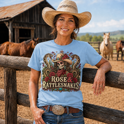 Rose & Rattlesnakes Western Cowgirl Graphic-Unisex Tshirt /Hoodie/Sweatshirt