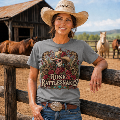 Rose & Rattlesnakes Western Cowgirl Graphic-Unisex Tshirt /Hoodie/Sweatshirt