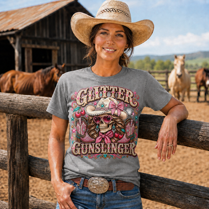 Glitter Gunslinger Pink Cowgirl Western-Unisex Tshirt /Hoodie/Sweatshirt
