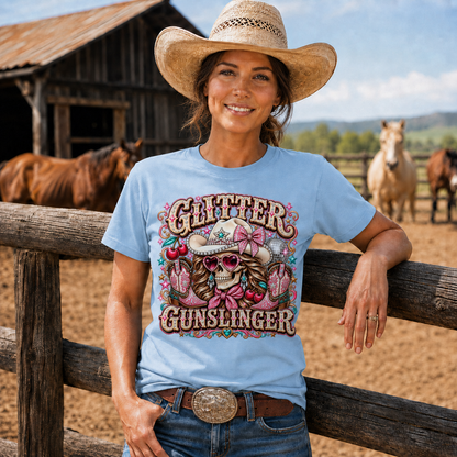 Glitter Gunslinger Pink Cowgirl Western-Unisex Tshirt /Hoodie/Sweatshirt