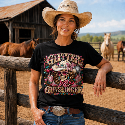 Glitter Gunslinger Pink Cowgirl Western-Unisex Tshirt /Hoodie/Sweatshirt