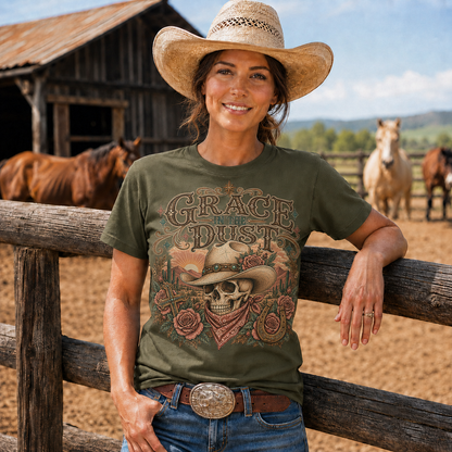 Grace in the Dust Cowgirl Skull Western -Unisex Tshirt /Hoodie/Sweatshirt