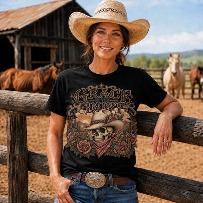 Grace in the Dust Cowgirl Skull Western -Unisex Tshirt /Hoodie/Sweatshirt