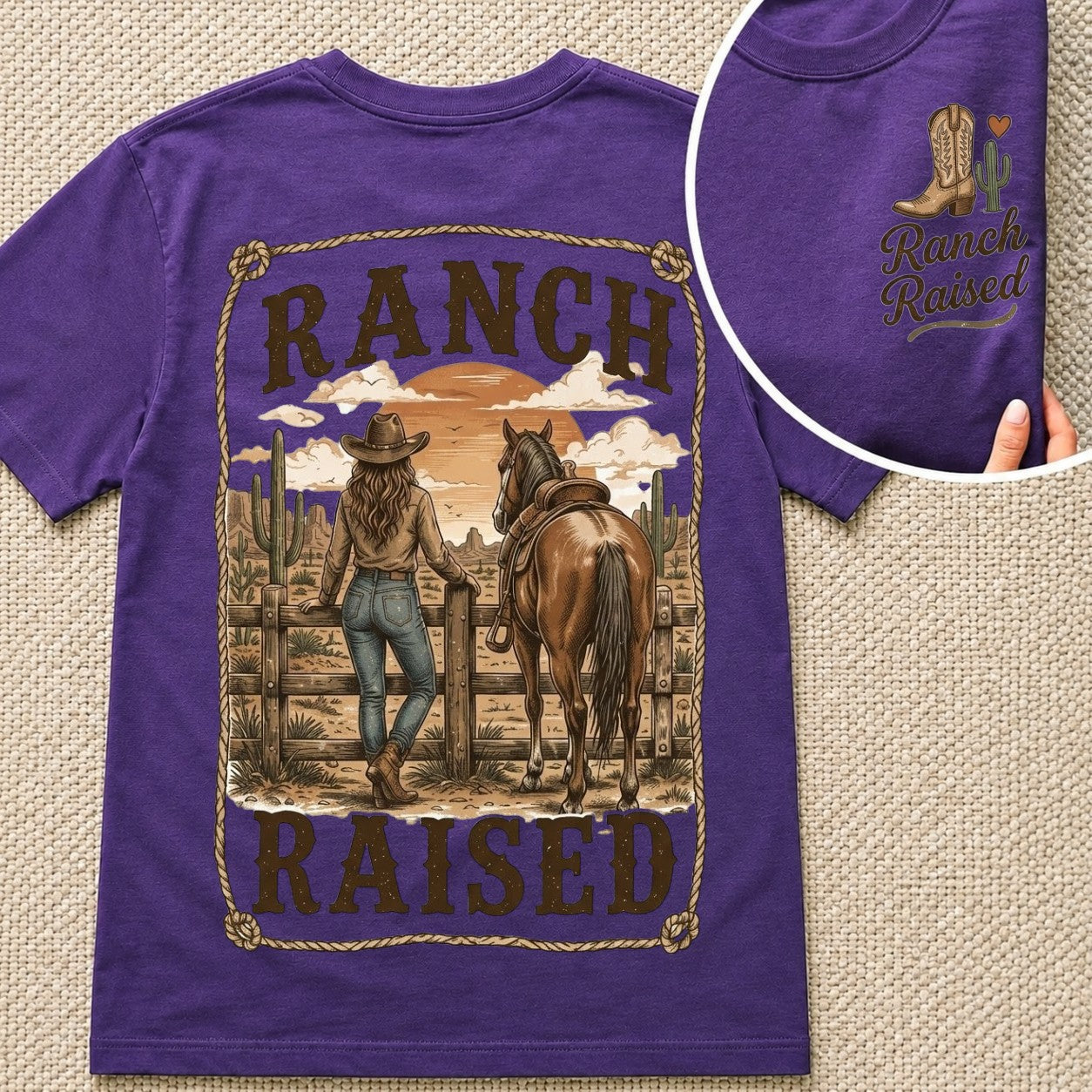 Ranch Raised Horse Lover Cowgirl Tee-Unisex Tshirt /Hoodie/Sweatshirt
